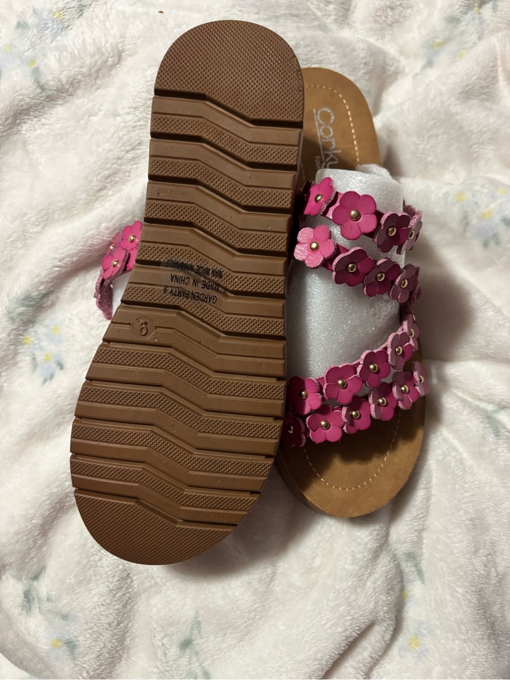 Corky’s Pink Floral Slide Sandals for Women